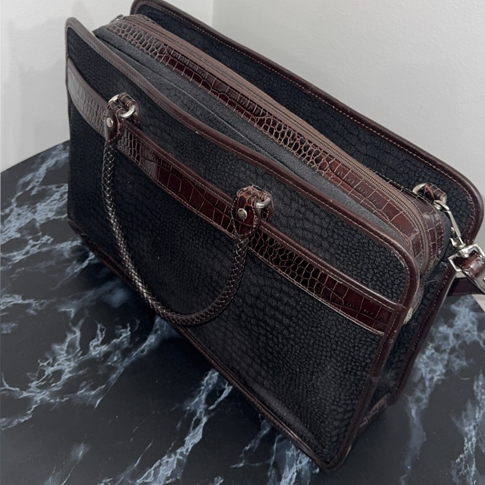 BRIGHTON Martha Bag Briefcase Bag Laptop IPad Large Bag Black Brown AUTHENTIC - Picture 9 of 16